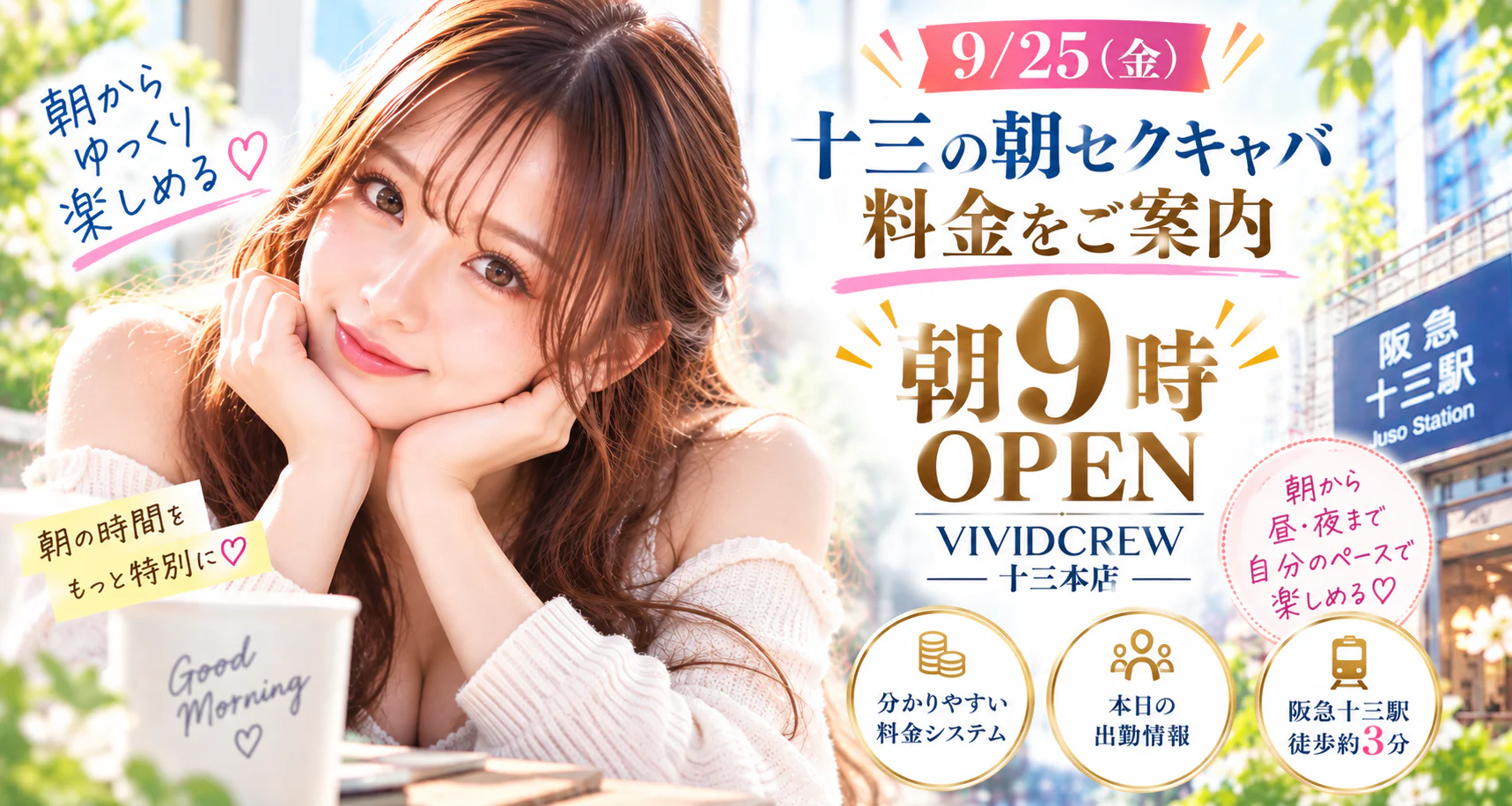 十三の朝セクキャバ|朝9時からの料金をご案内