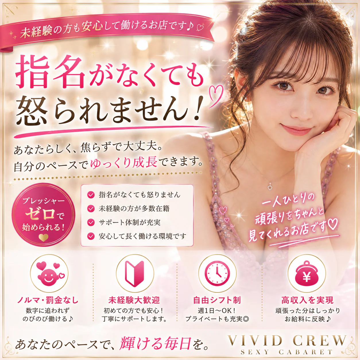 指名がなくても怒られません。安心して成長できるお店です。