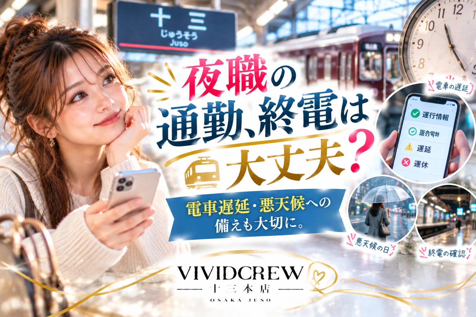 夜職の通勤で確認したいこと|終電・電車遅延・悪天候への備え